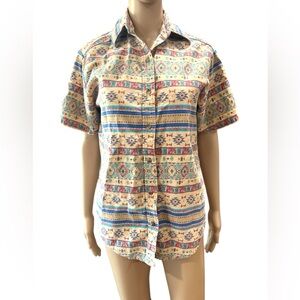 Vivaldi VINTAGE south WESTERN SHORT SLEEVE-button top -Small